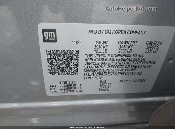 KL4MMDS2XPB074742 2023 BUICK ENCORE Серый Вид подкапотного пространства