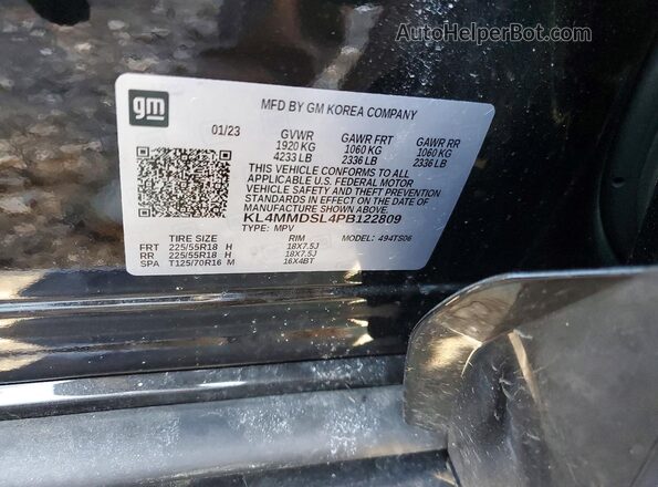 KL4MMDSL4PB122809 2023 BUICK ENCORE Black Widok naklejki z numerem VIN