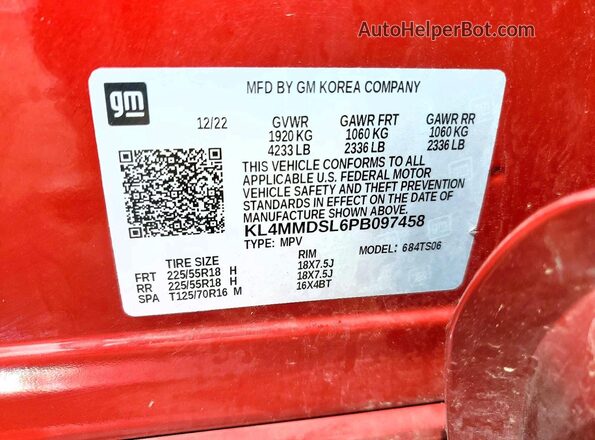 KL4MMDSL6PB097458 2023 BUICK ENCORE Темно-бордовый Вид подкапотного пространства