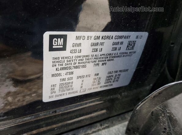 KL4MMDSL7NB021955 2022 BUICK ENCORE Black ძრავის განყოფილების ხედი
