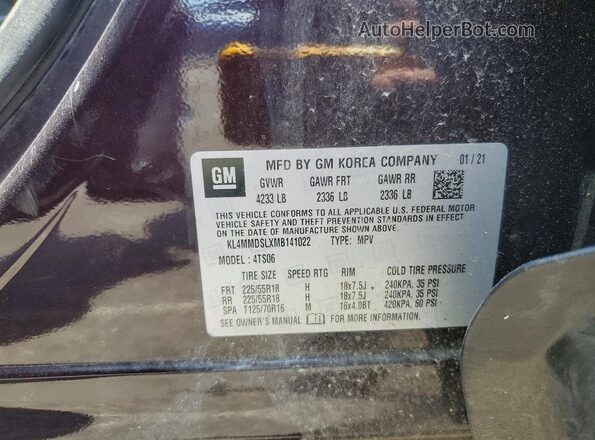 KL4MMDSLXMB141022 2021 BUICK ENCORE Фиолетовый Панорамный вид салона 360°