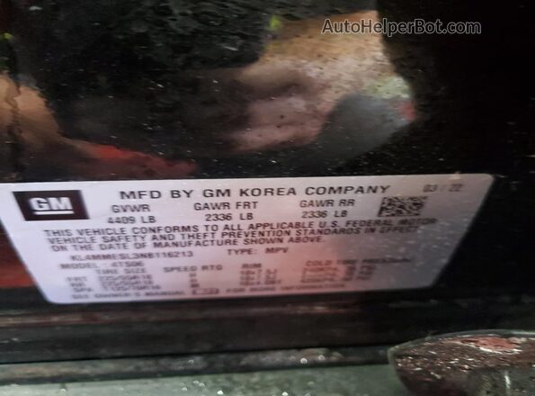 KL4MMESL3NB116213 2022 BUICK ENCORE Черный Вид наклейки с VIN-кодом
