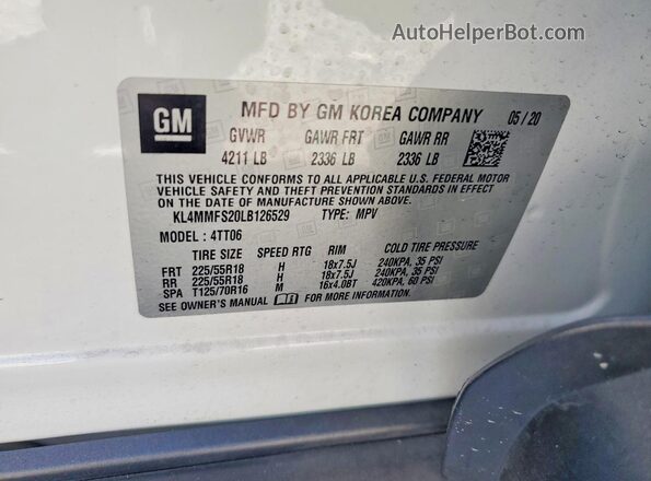 KL4MMFS20LB126529 2020 BUICK ENCORE Белый Панорамный вид салона 360°