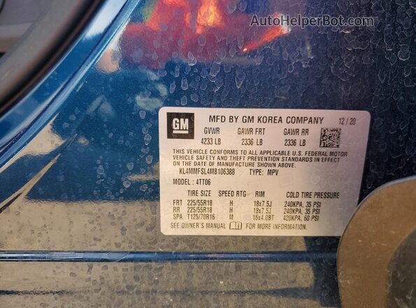 KL4MMFSL4MB106388 2021 BUICK ENCORE Blue Engine compartment view