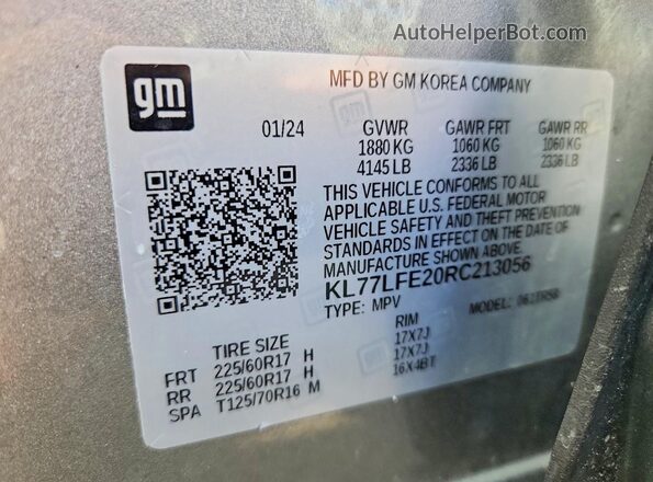 KL77LFE20RC213056 2024 CHEVROLET TRAX Silver Widok wnętrza 360 stopni