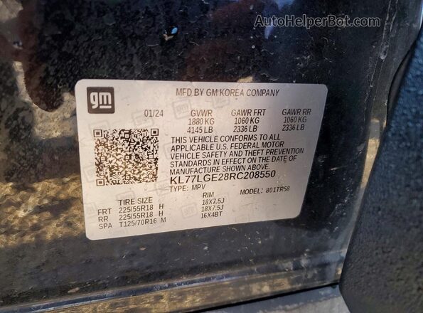 KL77LGE28RC208550 2024 CHEVROLET TRAX Черный Вид наклейки с VIN-кодом