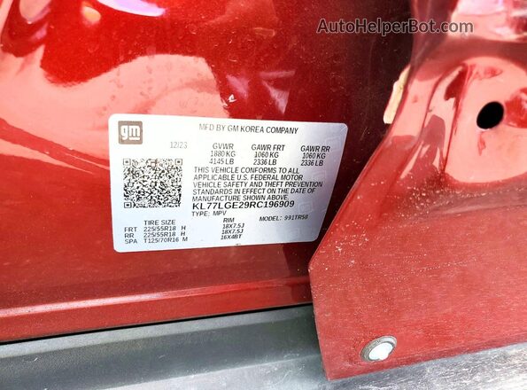 KL77LGE29RC196909 2024 CHEVROLET TRAX Бордовый Вид подкапотного пространства