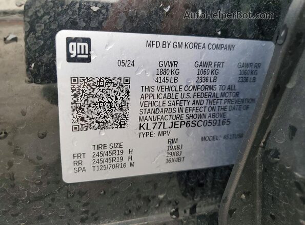 KL77LJEP6SC059165 2025 CHEVROLET TRAX Black Vista interior de 360 grados