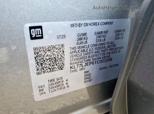 KL77LJEP6TC001056 2026 CHEVROLET TRAX Gray Вид підкапотного простору
