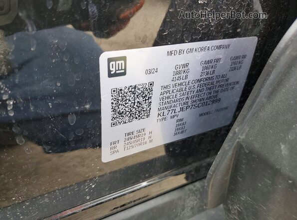 KL77LJEP7SC012999 2025 CHEVROLET TRAX Black Вид наклейки з VIN-кодом