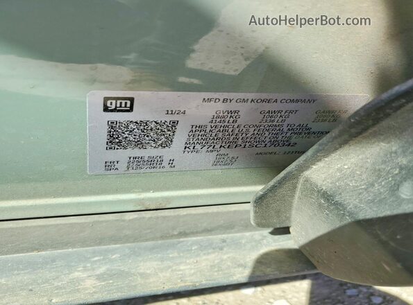KL77LKEP1SC170342 2025 CHEVROLET TRAX Green Widok naklejki z numerem VIN