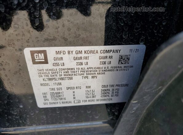 KL79MPSL1NB077268 2022 CHEVROLET TRAILBLAZER Black Widok komory silnika
