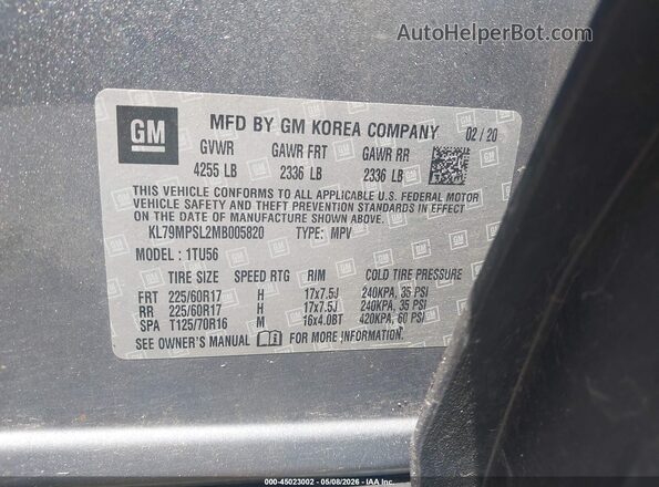 KL79MPSL2MB005820 2021 CHEVROLET TRAILBLAZER Gray Widok komory silnika