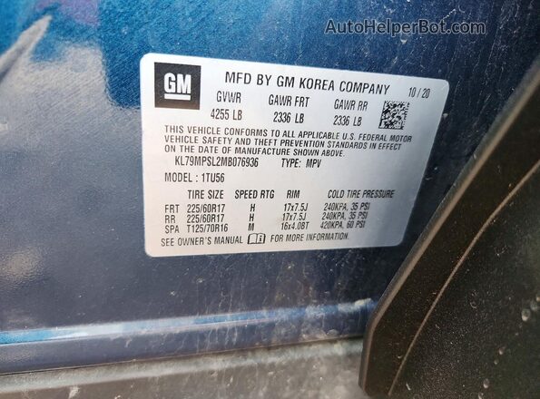 KL79MPSL2MB076936 2021 CHEVROLET TRAILBLAZER Синий Вид подкапотного пространства