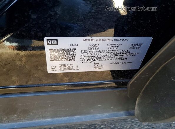 KL79MPSL2RB158348 2024 CHEVROLET TRAILBLAZER Black VIN კოდის სტიკერის ხედი