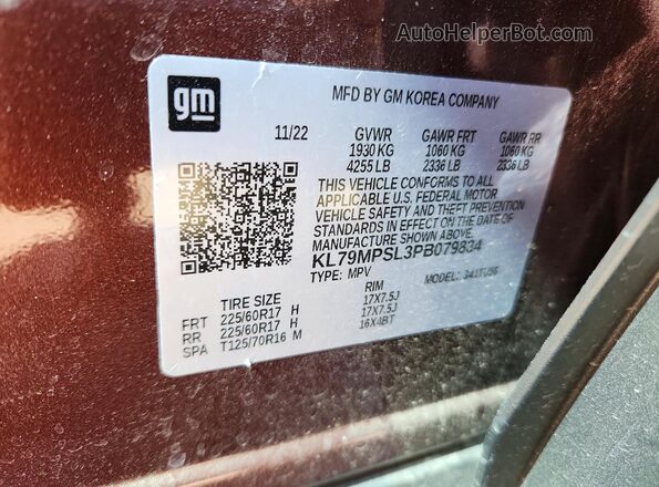 KL79MPSL3PB079834 2023 CHEVROLET TRAILBLAZER Коричневый Панорамный вид салона 360°