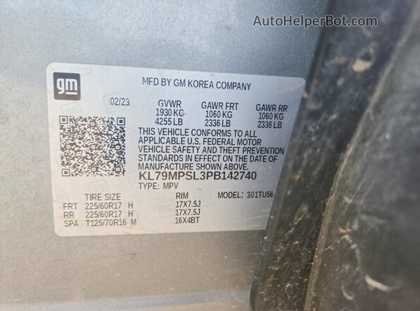 KL79MPSL3PB142740 2023 CHEVROLET TRAILBLAZER Серый Вид подкапотного пространства