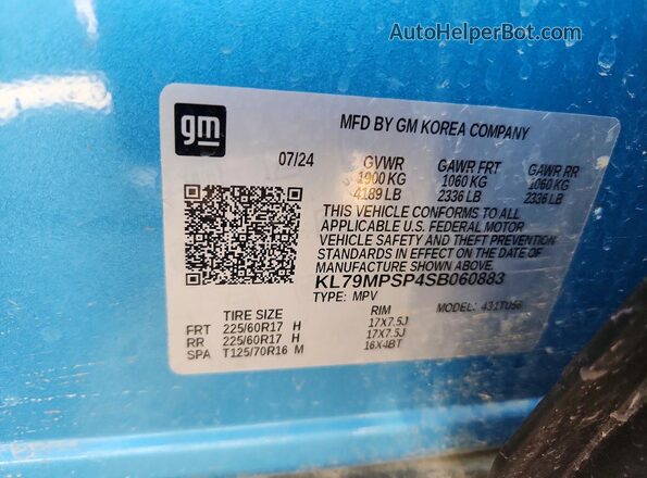 KL79MPSP4SB060883 2025 CHEVROLET TRAILBLAZER Синий Вид подкапотного пространства