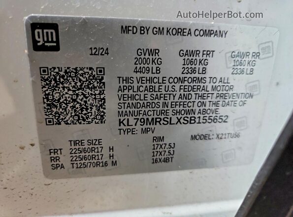 KL79MRSLXSB155652 2025 CHEVROLET TRAILBLAZER Белый Вид подкапотного пространства