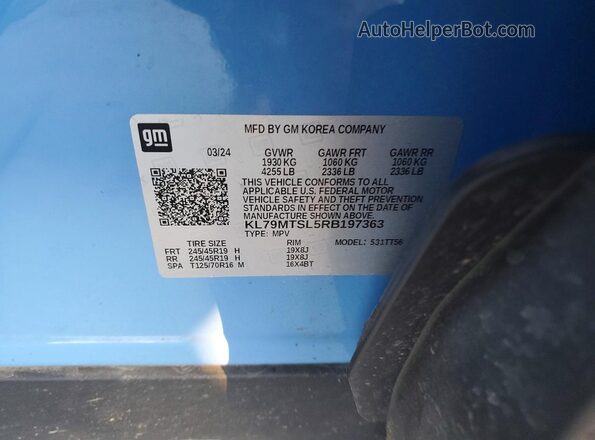 KL79MTSL5RB197363 2024 CHEVROLET TRAILBLAZER Blue ძრავის განყოფილების ხედი