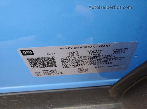 KL79MTSLXPB127919 2023 CHEVROLET TRAILBLAZER Blue Widok wnętrza 360 stopni