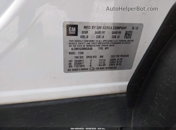 KL79MVSL6MB028408 2021 CHEVROLET TRAILBLAZER Белый Вид подкапотного пространства