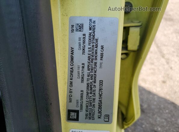 KL8CB6SA1HC761333 2017 CHEVROLET SPARK Зеленый Вид подкапотного пространства