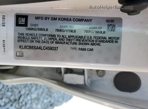 KL8CB6SA4LC458037 2020 CHEVROLET SPARK Белый Вид подкапотного пространства