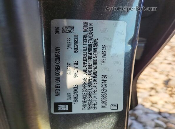 KL8CB6SA5HC744194 2017 CHEVROLET SPARK Угольный Вид подкапотного пространства