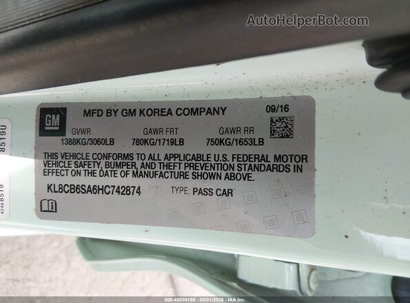 KL8CB6SA6HC742874 2017 CHEVROLET SPARK Light Blue Вид подкапотного пространства