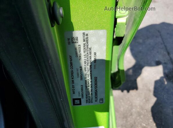 KL8CB6SA7GC603402 2016 CHEVROLET 1500 Зеленый Вид подкапотного пространства