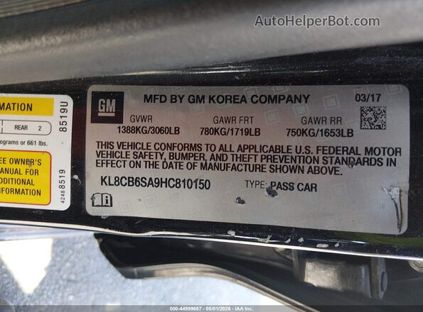 KL8CB6SA9HC810150 2017 CHEVROLET SPARK Черный Вид подкапотного пространства