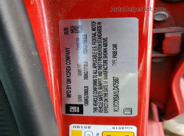 KL8CD6SA1LC475887 2020 CHEVROLET SPARK Red Շարժիչի բաժամունքի տեսք