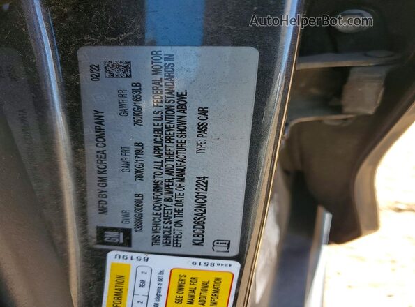 KL8CD6SA2NC012224 2022 CHEVROLET SPARK Charcoal Vista de la etiqueta del VIN