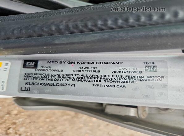 KL8CD6SA5LC447171 2020 CHEVROLET SPARK Silver Widok komory silnika