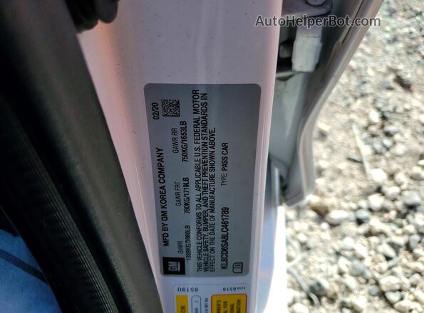 KL8CD6SA8LC461789 2020 CHEVROLET SPARK Белый Вид наклейки с VIN-кодом