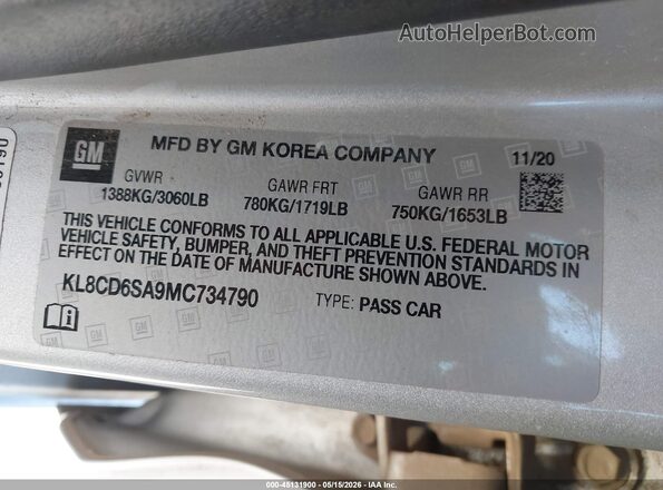 KL8CD6SA9MC734790 2021 CHEVROLET SPARK Серебряный Вид подкапотного пространства