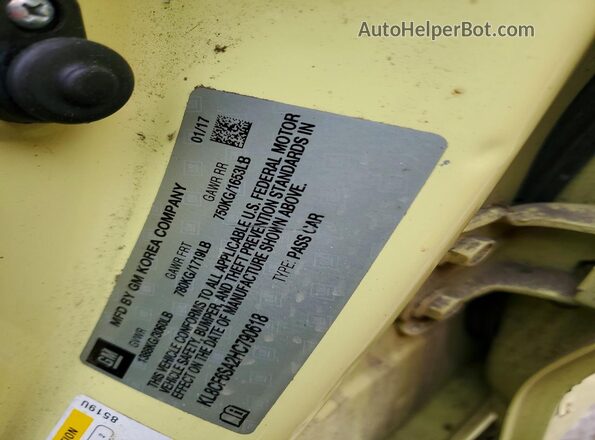 KL8CF6SA2HC790618 2017 CHEVROLET SPARK Желтый Вид подкапотного пространства