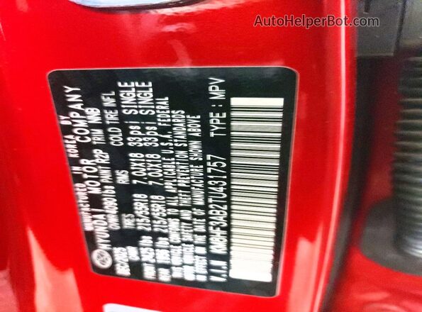 KM8HF3AB2TU431757 2026 HYUNDAI KONA Красный Панорамный вид салона 360°