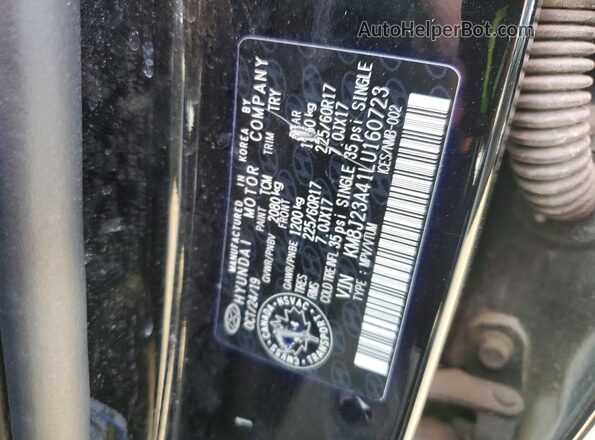 KM8J23A41LU160723 2020 HYUNDAI TUCSON Черный Вид наклейки с VIN-кодом