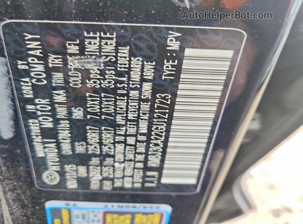 KM8J3CA22GU121723 2016 HYUNDAI TUCSON Black Widok naklejki z numerem VIN