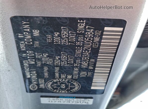 KM8JB3AE2NU059847 2022 HYUNDAI TUCSON Серый Вид подкапотного пространства