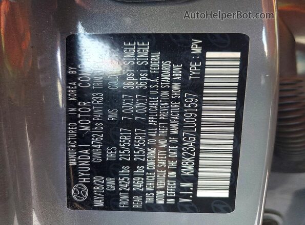 KM8K23AG7LU091597 2020 HYUNDAI KONA Серый Вид подкапотного пространства