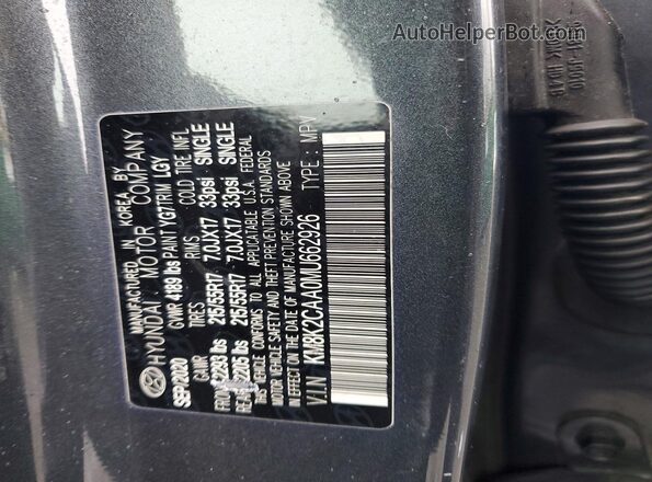 KM8K2CAA0MU662926 2021 HYUNDAI KONA Gray Vista de la etiqueta del VIN