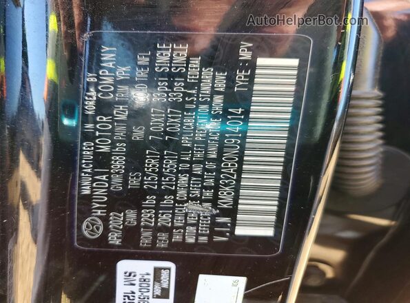 KM8K32AB0NU914014 2022 HYUNDAI KONA Синий Вид наклейки с VIN-кодом