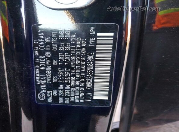 KM8K32AB6NU849802 2022 HYUNDAI KONA Черный Панорамный вид салона 360°