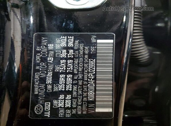 KM8KMDAF4PU229982 2023 HYUNDAI IONIQ Black Вид наклейки з VIN-кодом
