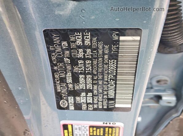 KM8KNDAF7PU206855 2023 HYUNDAI IONIQ Синий Вид наклейки с VIN-кодом
