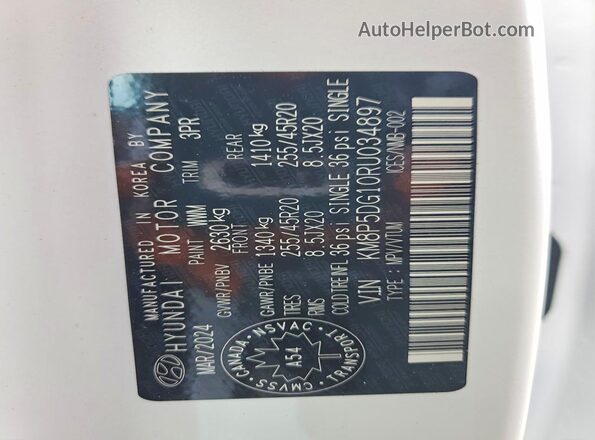 KM8P5DG10RU034897 2024 HYUNDAI SANTA Белый Вид подкапотного пространства