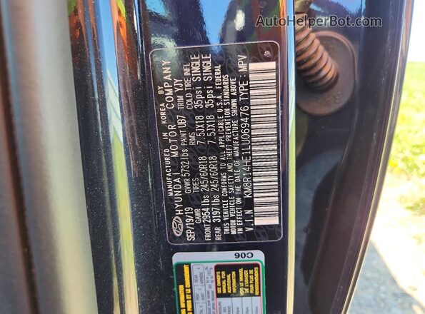 KM8R14HE1LU069476 2020 HYUNDAI PALISADE Серый Вид наклейки с VIN-кодом